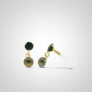 Piercing helix et tragus or jaune pendentif avec perle de culture