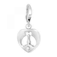 Charm coeur et chats in love SC Crystal orné de Cristaux scintillants