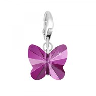 Charm papillon fushia SC Crystal orné de Cristaux scintillants