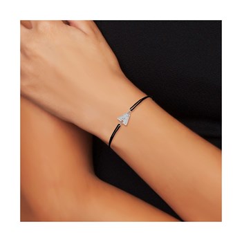 SC Crystal zwarte elastische letter A armband met fonkelende kristallen