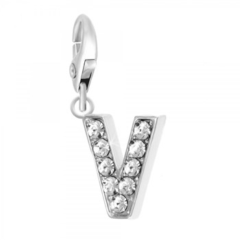 Charm Lettre V SC Crystal orné de Cristaux scintillants