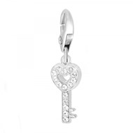 Charm Clé coeur strass SC Crystal orné de Cristaux scintillants
