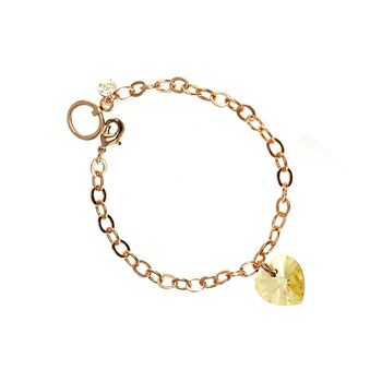 Rose gold bracelet and golden SC Crystal heart adorned with sparkling crystals