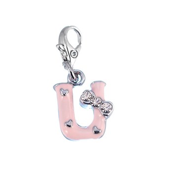 Charm Lettre U rose SC Crystal