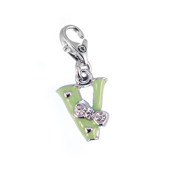 Charm Lettre V vert SC Crystal