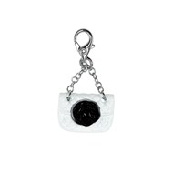 Charm sac blanc et fleur noire SC Crystal