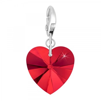 SC Crystal rode hart charm met fonkelende kristallen