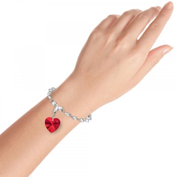 SC Crystal rode hart charm met fonkelende kristallen