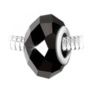 Charm perle cristal noir à facettes et acier SC Crystal