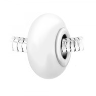 Charm perle  verre blanc et acier SC Crystal