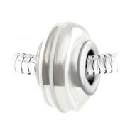 Charm perle spirale verre blanc décoré main et acier SC Crystal