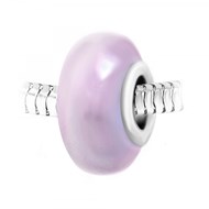 Charm perle verre nacré rose et acier SC Crystal