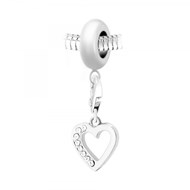 Charm perle SC Crystal en acier avec pendentif coeur orné de Cristaux scintillants