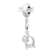 Charm perle SC Crystal en acier avec pendentif chat