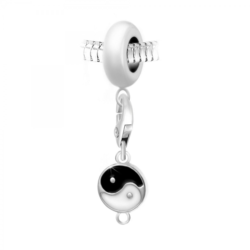 Charm perle SC Crystal en acier avec pendentif Yin et Yang
