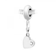 Charm perle SC Crystal en acier avec pendentif coeur orné de Cristaux scintillants