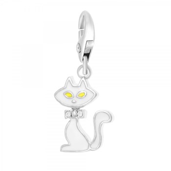 SC Crystal white cat charm with sparkling crystals
