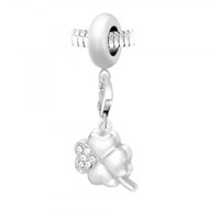 Charm perle SC Crystal en acier avec pendentif trèfle orné de Cristaux Swarovski