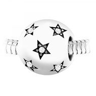 Charm perle orné de cristaux scintillants et acier SC Crystal