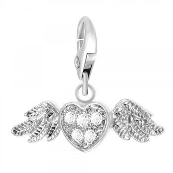SC Crystal Winged Heart Charm with sparkling crystals