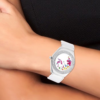 Montre Alysson papillons à mouvement tournant SC Crystal ornée de Cristaux scintillants