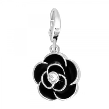 Charm Rose Noire SC Crystal orné de Cristaux scintillants