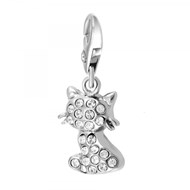 Charm chat SC Crystal orné de Cristaux scintillants