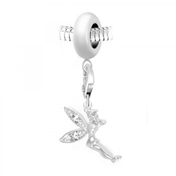 SC Crystal steel bead charm with fairy pendant adorned with sparkling crystals