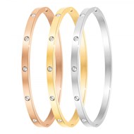 3 Bracelets en acier inoxydable  SC Crystal ornés de Cristaux scintillants