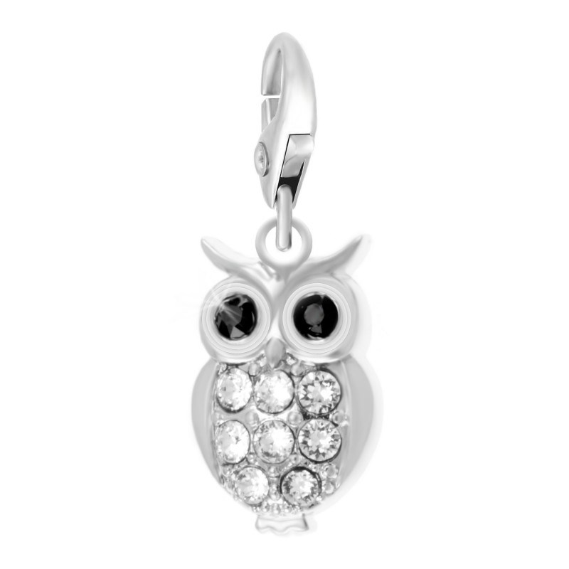 Charm hibou strass SC Crystal orné de Cristaux Swarovski
