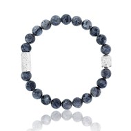 Bracelet Lauren Steven Larvikite Grise Buddha 6mm/L