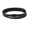 Bracelet Fossil homme cuir noir multi-rangs - vue V1