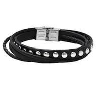 Bracelet homme Elden acier cuir multi-rangs noir collection Angus on Stage
