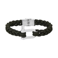 Bracelet Elden manille acier et cordon tressé marin kaki