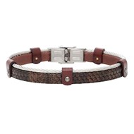 Bracelet Elden acier cuir nid d'abeilles marron collection Mick on Stage