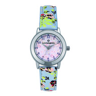 Montre enfant Lulucastagnette cuir bleu fleuri collection Liberty