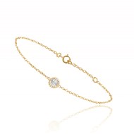 Bracelet chaîne cannelé et diamant en or 18 carats - Be Jewels