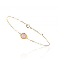 Bracelet chaine en or jaune 'virgule' et pierre cabochon - Be Jewels