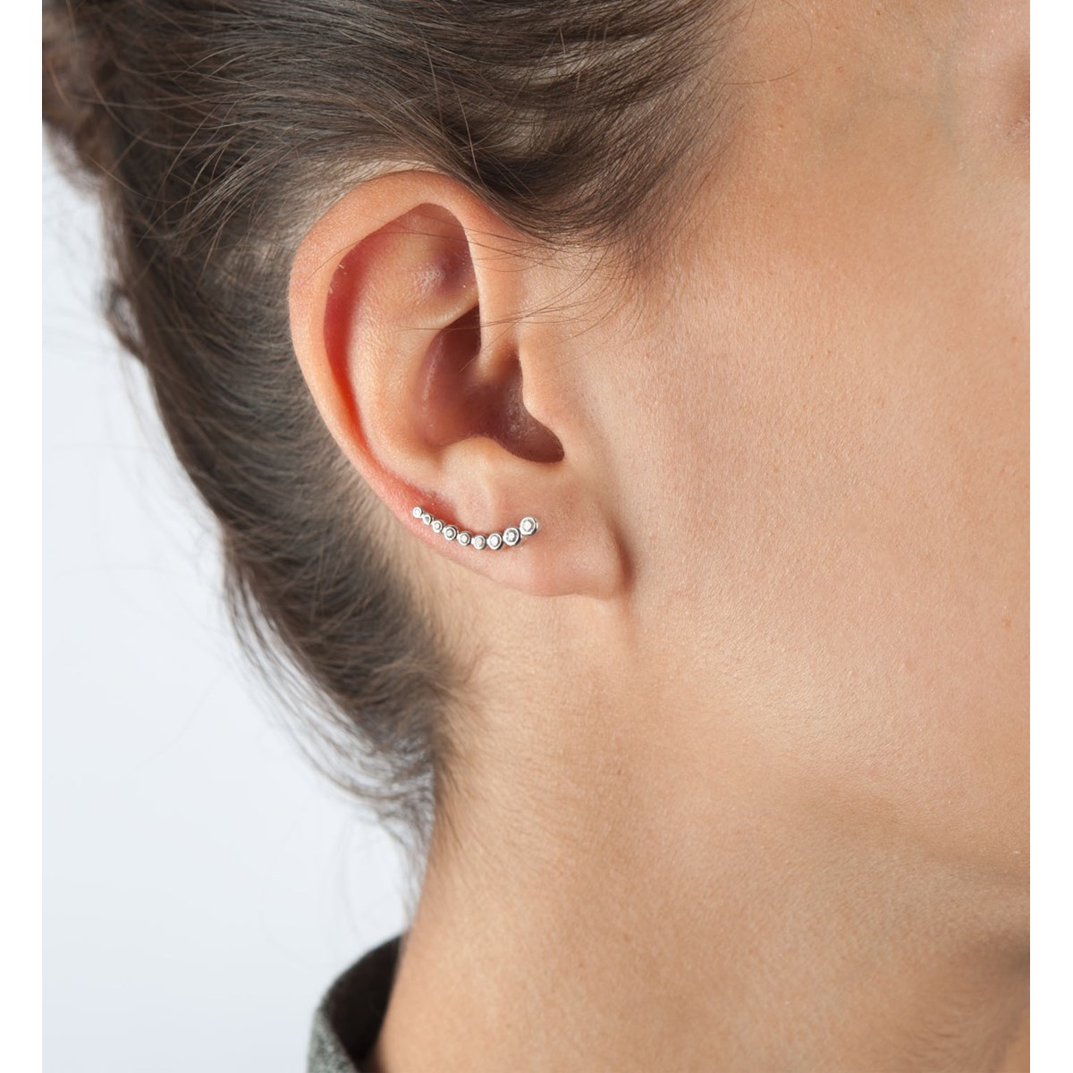 Boucles d'oreilles earlobe et 9 brillants - Lorenzo R - vue 2