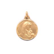 Médaille Brillaxis vierge à l'enfant or 18 carats