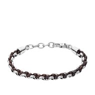 Bracelet homme Fossil cuir marron acier