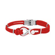 Bracelet Elden Amarre Bollard acier et cordon marin rouge