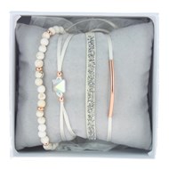 Bracelets Les Interchangeables Strass Box Fabric 4 Crème / Or rose