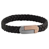 Bracelet Jourdan Corto cuir marron acier bicolore