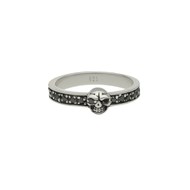 Alliance Tête De Mort Argent Solitaire Pierre De Zirconium Noire