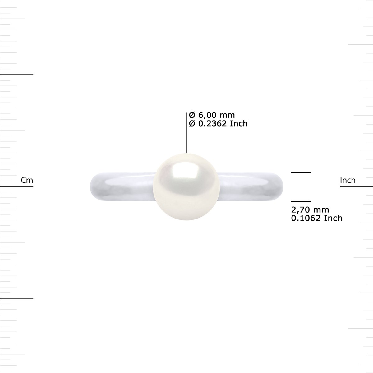 Bague Ajustable Jonc Perle d'Eau Douce Ronde 6-7 mm Blanche Argent 925 - vue 3