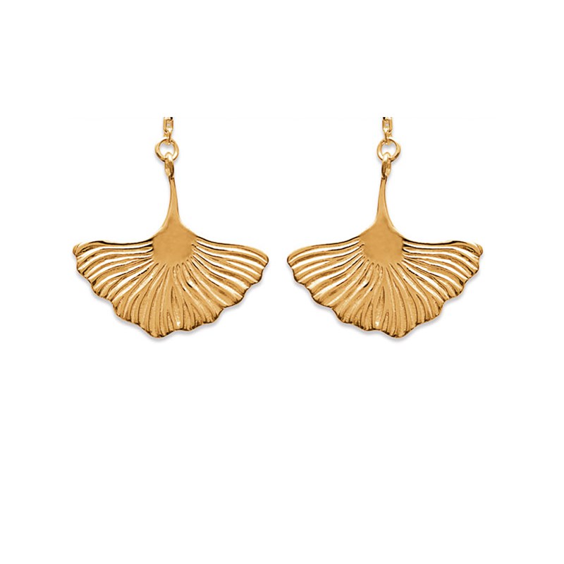 Boucles d'oreilles pendantes feuille de GINKGO - Bijoux Privés Discovery - vue 3