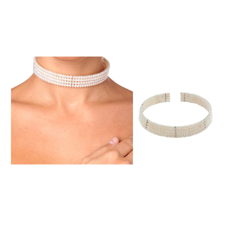 Collier de Perles de Lady Diana Blanc et Argent 925 - vue 2