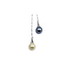 Collier Double Perle Noire et Blanche, orné de cristal de Swarovski et Plaqué Rhodium - vue V2