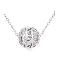 Collier Boule Cristal Cubic Zirconia Blanc et Plaqué Rhodium